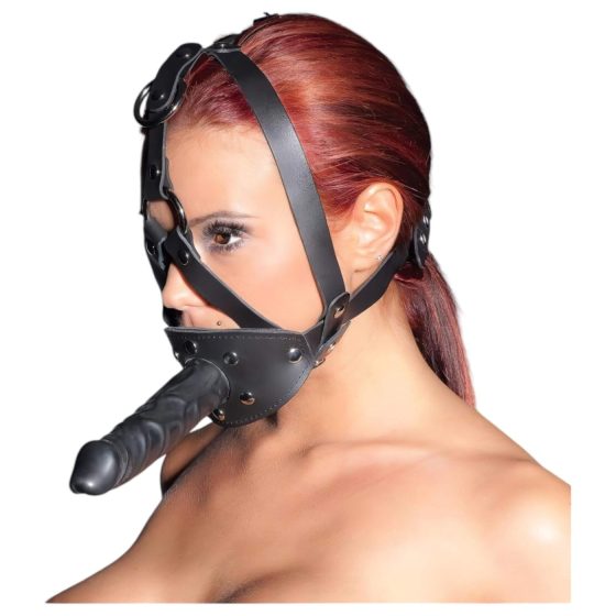 ZADO - Leather Harness with Dildo (Black)