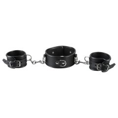 ZADO - Black Leather Collar with Cuffs