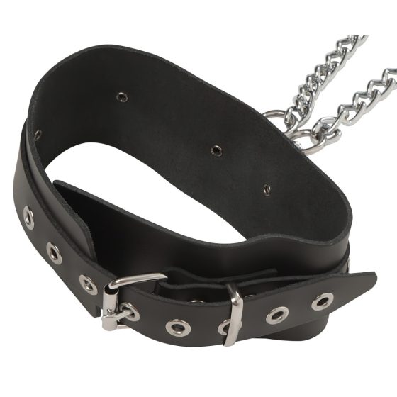 ZADO - Leather Neck-Wrist-Ankle Cuffs Set (Black)