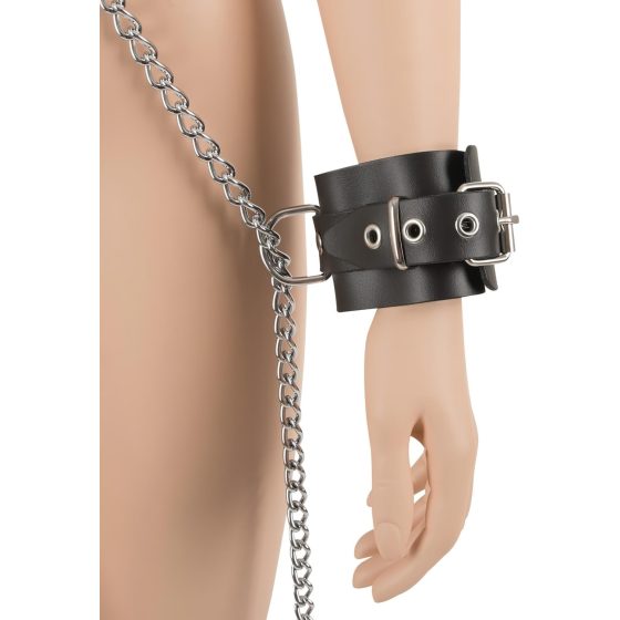 ZADO - Leather Neck-Wrist-Ankle Cuffs Set (Black)