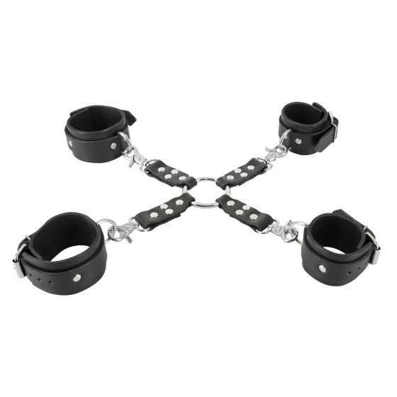 ZADO - Black Cross-Strap Wrist & Ankle Cuffs Set