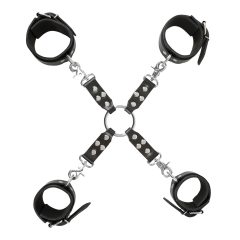 ZADO - Black Cross-Strap Wrist & Ankle Cuffs Set