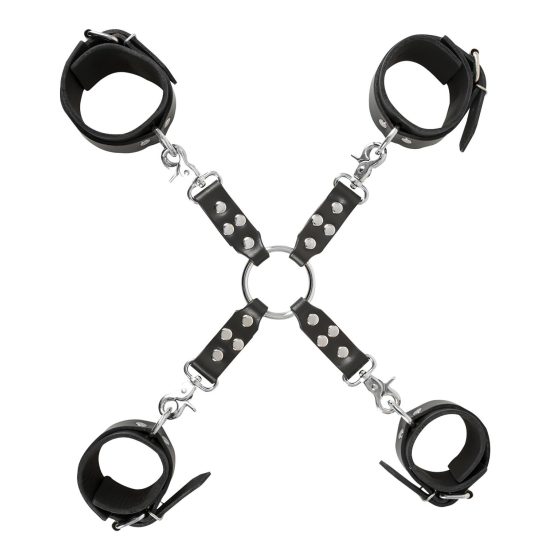 ZADO - Black Cross-Strap Wrist & Ankle Cuffs Set