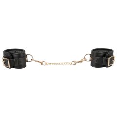 ZADO - Leather Wrist Cuffs with Short Chain (Black)