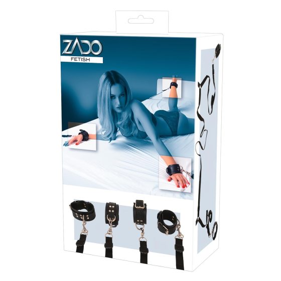 ZADO - Black Leather Bed Restraint Set