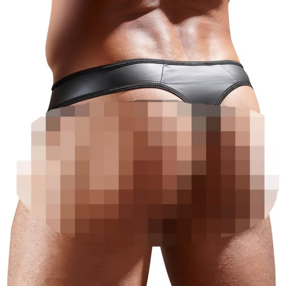 Shiny Men's Thong with Sheer Insert (Black)