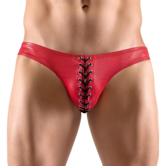 Svenjoyment - Black Lace-up Men's Underwear (Red)