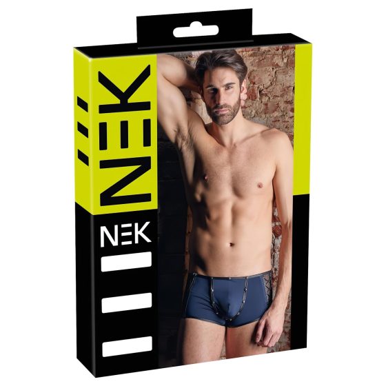 NEK - Black Lace-Up Mesh Panel Boxer (Blue)