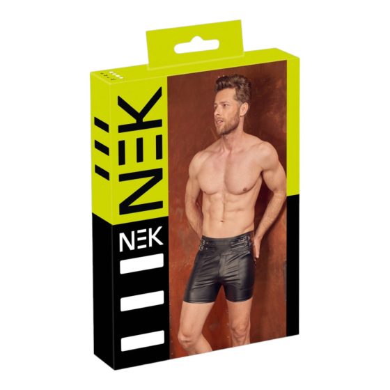 NEK - Long Men's Shorts with Metal Buckle (Black)