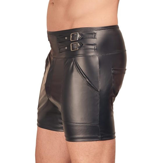 NEK - Long Men's Shorts with Metal Buckle (Black)