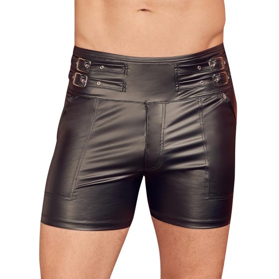 NEK - Long Men's Shorts with Metal Buckle (Black)