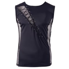 Svenjoyment - Lace-Up Mesh Insert Men's Top (Black)