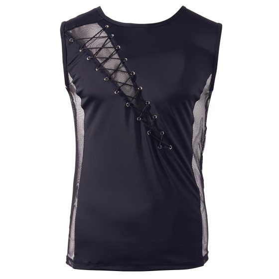 Svenjoyment - Lace-Up Mesh Insert Men's Top (Black)