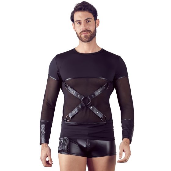 NEK - Cross-Strap Long Sleeve Men's Top (Black)