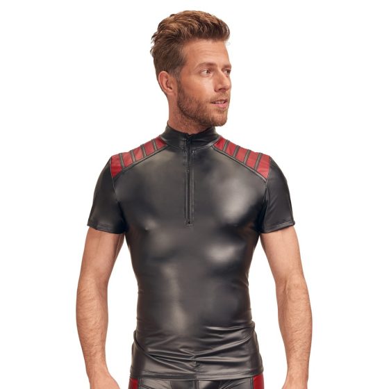 NEK - Men's Black Zip-Up Top with Red Insert