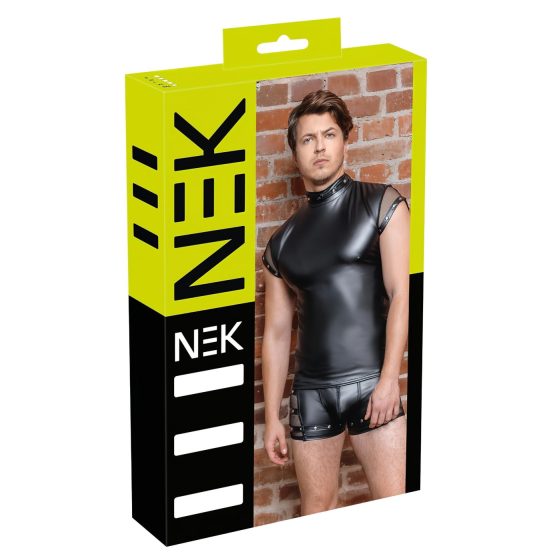 NEK - men's riveted mesh insert top (black)