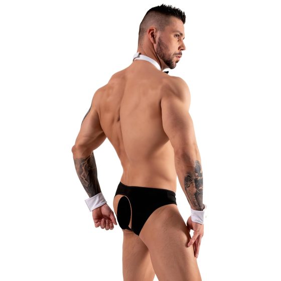 Svenjoyment - Men's Waiter Thong Costume Set (Black-White)