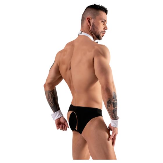 Svenjoyment - Men's Waiter Thong Costume Set (Black-White)