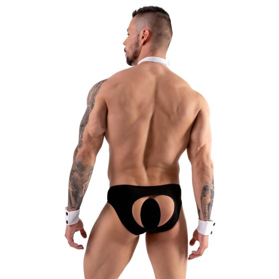 Svenjoyment - Men's Waiter Thong Costume Set (Black-White)