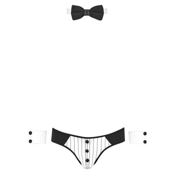 Svenjoyment - Men's Waiter Thong Costume Set (Black-White)