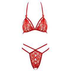 Cottelli - Open Lace Bra Set (Red)