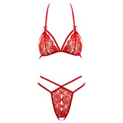 Cottelli - Open Lace Bra Set (Red)