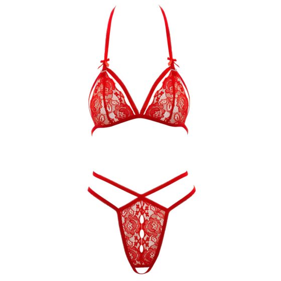 Cottelli - Open Lace Bra Set (Red)