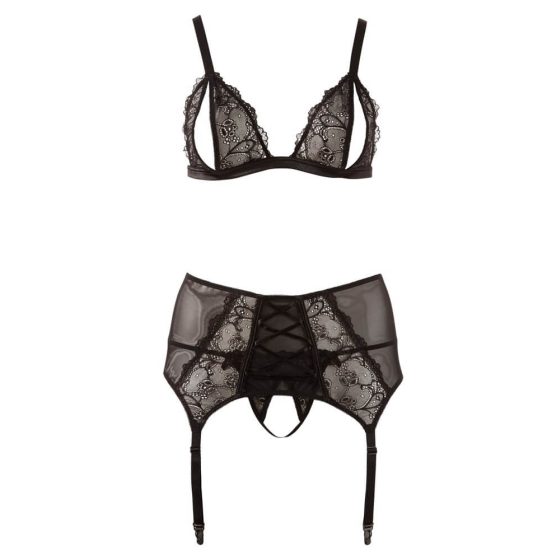 Cottelli Plus Size - Lace Lingerie Set (Black)