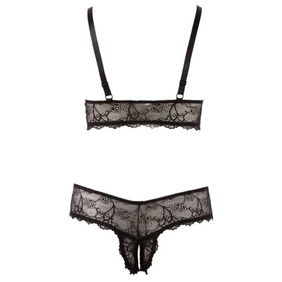 Cottelli Plus Size - delicate lace bra set (black)