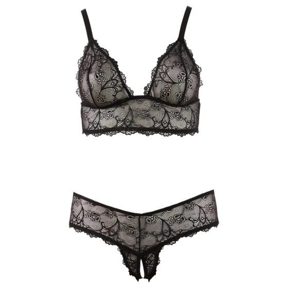 Cottelli Plus Size - Fine Lace Bra Set (Black)