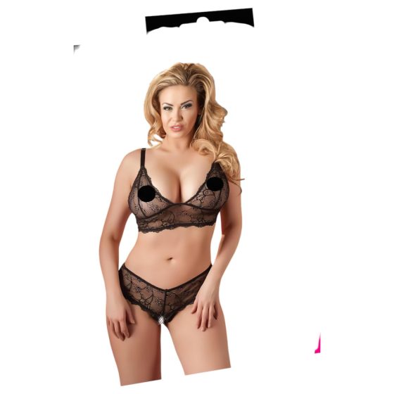 Cottelli Plus Size - Delicate Lace Bra Set (Black)