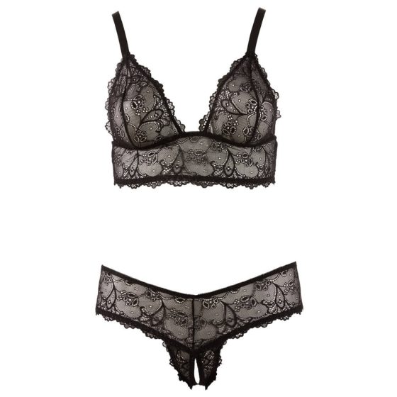 Cottelli Plus Size - Delicate Lace Bra Set (Black)