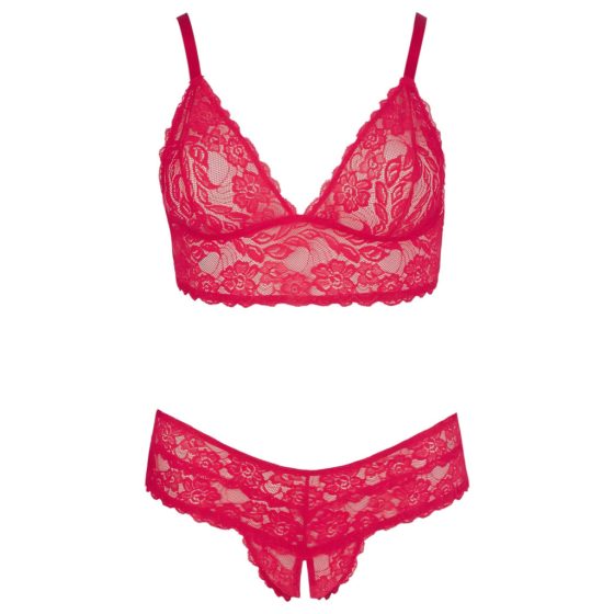 Cottelli Plus Size - Soft Lace Bra Set (Red)