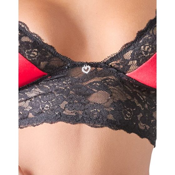 / Cottelli - floral lace satin bra set (black-red)