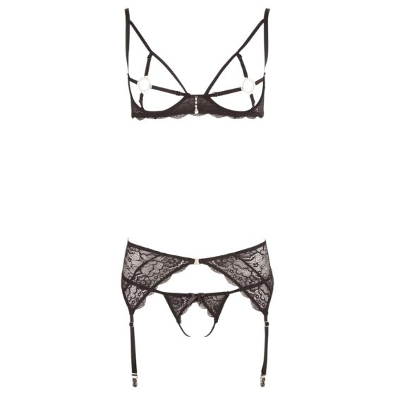 Abierta Fina - Glittering Lace Charm - Bra Set (Black)