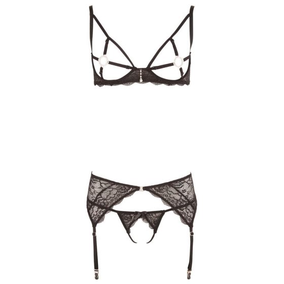 Abierta Fina - Glittering Lace Charm - Bra Set (Black)