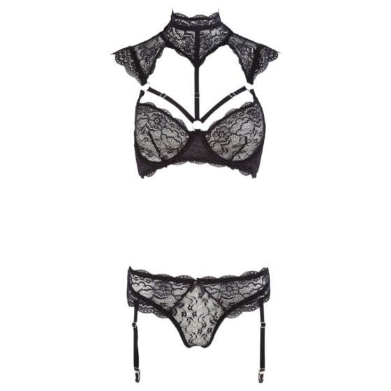 Cottelli - Collared Lace Bra Set (Black)