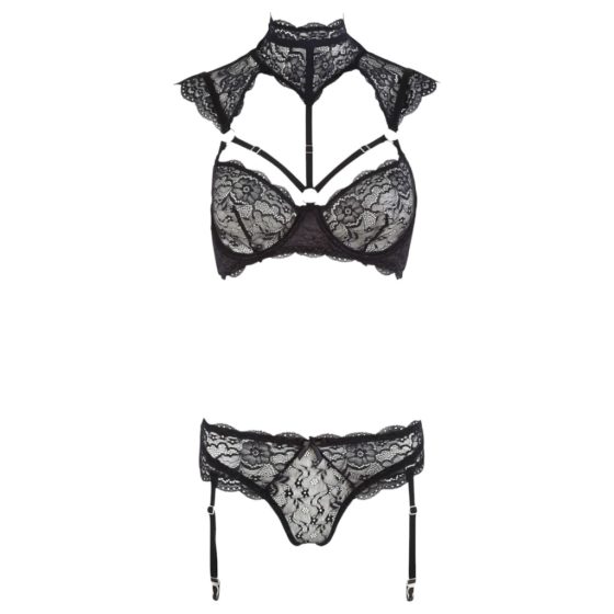 Cottelli - Collared Lace Bra Set (Black)