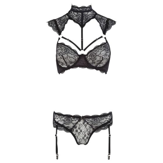 Cottelli - Lace Bra Set with Collar (Black)