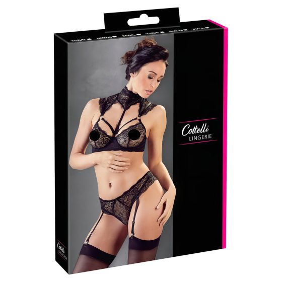 Cottelli - Collared Lace Bra Set (Black)