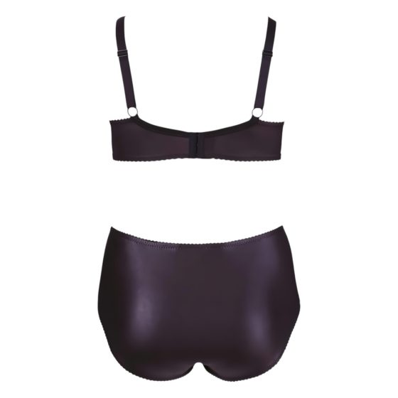 Cottelli Plus Size - Cross-strap Bra and Panty (Black)