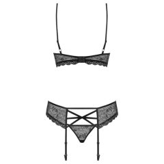 Obsessive 818-SEG-1 - Rhinestone Lace Lingerie Set (Black)