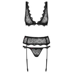 Obsessive Emperita - Embroidered Lingerie Set (Black)