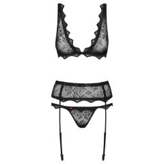 Obsessive Emperita - Embroidered Lingerie Set (Black)