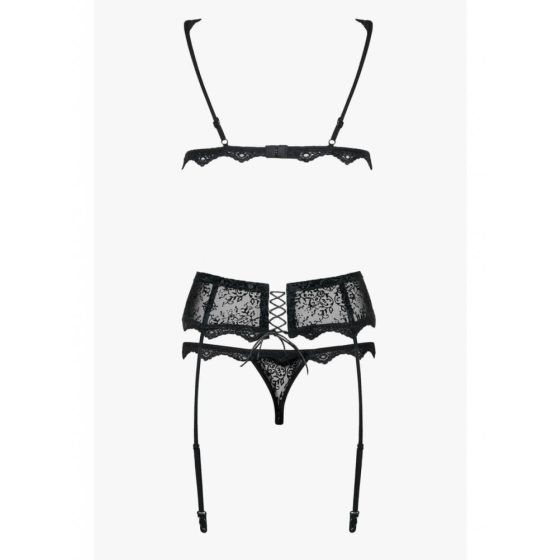 Obsessive Emperita - Embroidered Lingerie Set (Black)