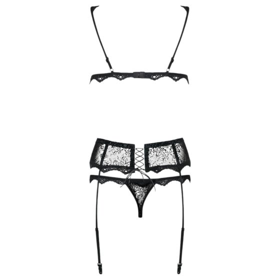 Obsessive Emperita - Embroidered Lingerie Set (Black)