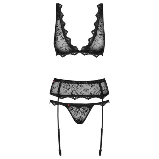 Obsessive Emperita - Embroidered Lingerie Set (Black)