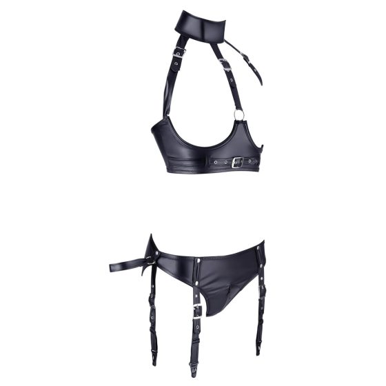 Cottelli Bondage - Glossy Lift-up Set with Handcuffs (Black)