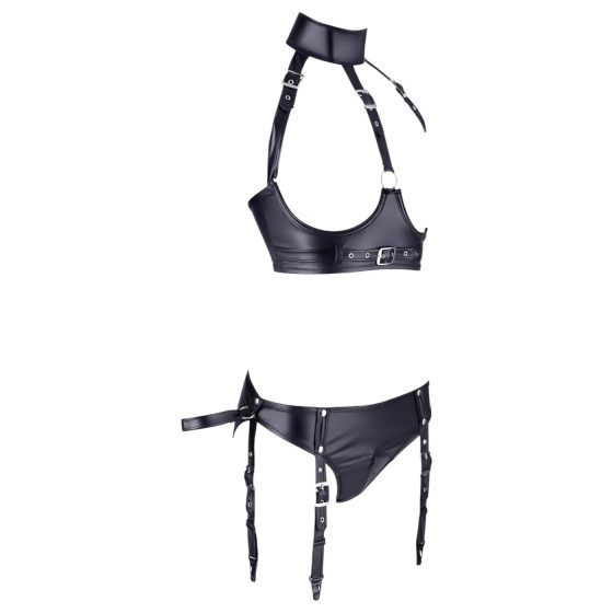 Cottelli Bondage - Shiny Black Bust Lifter Set with Cuffs