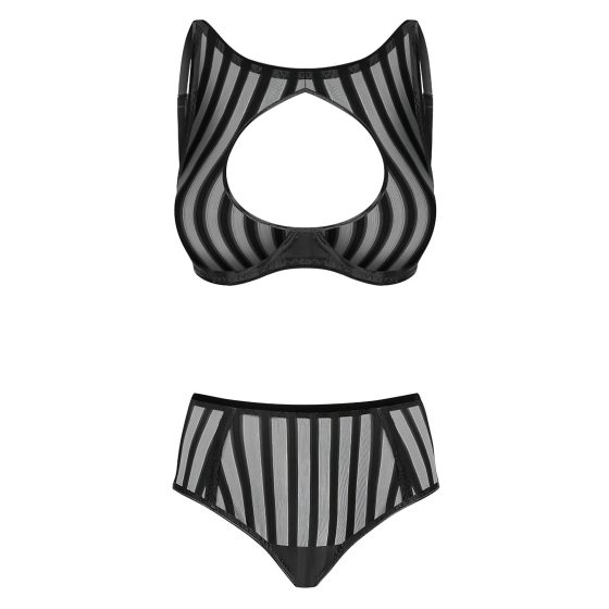 Petite Noir Exclusive - Transparent Stripe Bra Set (Black)